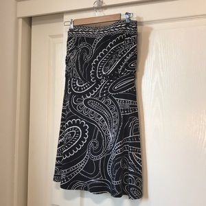 Strapless WHBM Black & White Paisley stretchy jersey dress Size Sm